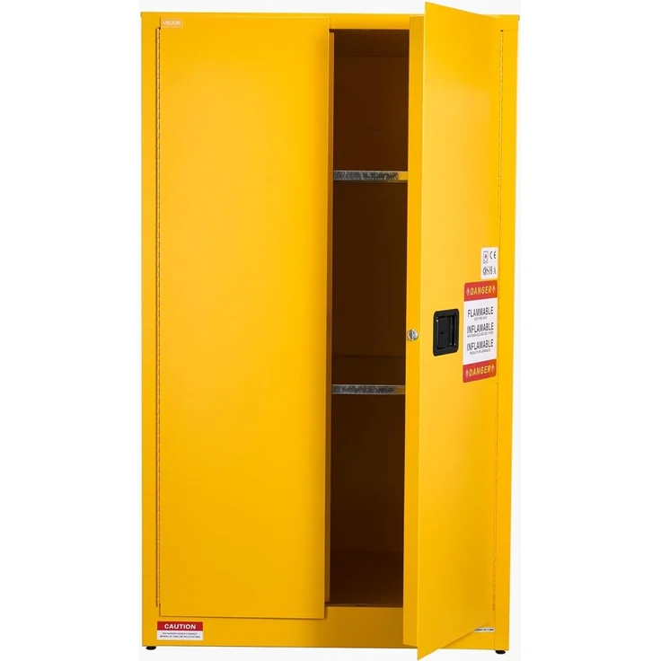 VEVOR Feuerlöschschrank feuerlöschfähiger brennbarer Lagerschrank (246 L) mit verstellbarem Regal, Feuerlöschschränke aus kaltgewalztem und verzinktem Stahl, Gelb Schutzschrank Gefahrstoffschrank – Bild 9