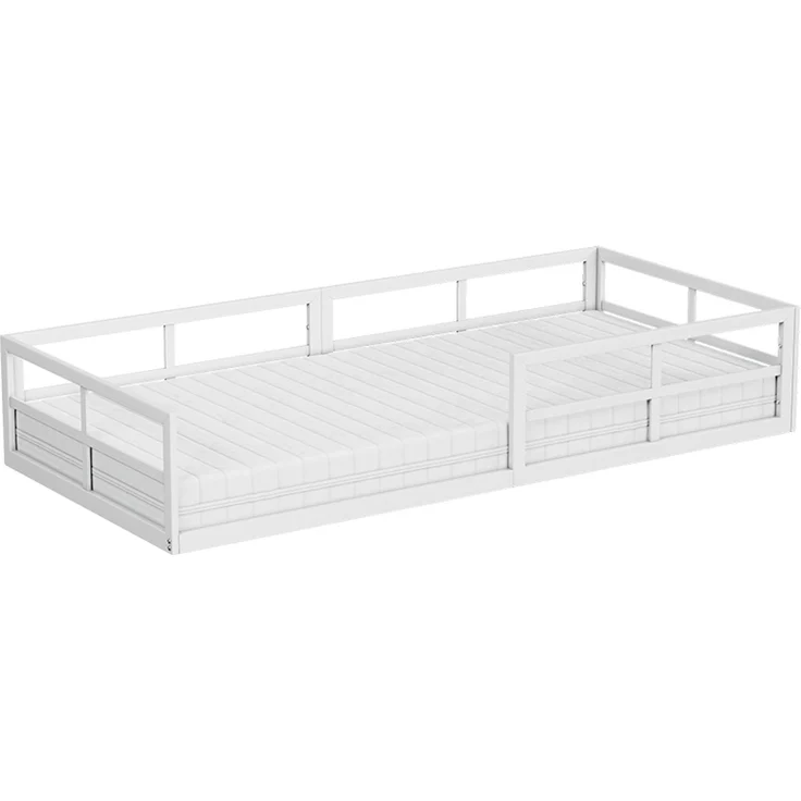 Bodenbett aus Metall Minno Weiß 90x200 mit Matratze Vitalispa – Bild 1