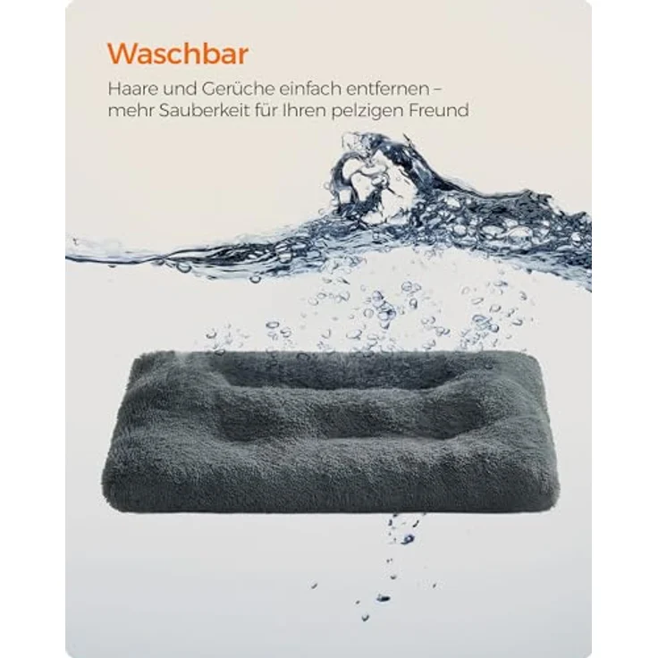 Feandrea Hundebett, Hundekissen, Flauschige Hundematte, Langer Plüsch, 110x73 cm, weiche Polsterung, maschinenwaschbar, Hundekorb, multifunktional, tragbar, dunkelgrau PGW203G02 – Bild 8