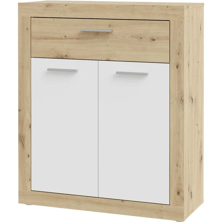 Schuhkommode >BACCIO< 2 Türen, 1 Schub, Weiss/ Artisan Eiche Dekor - 83x98,2x33,8cm (BxHxT) – Bild 5