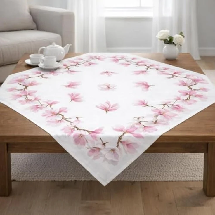 Delindo Lifestyle Mitteldecke Magnolien, Glattes Gewebe, bedruckt – Bild 2
