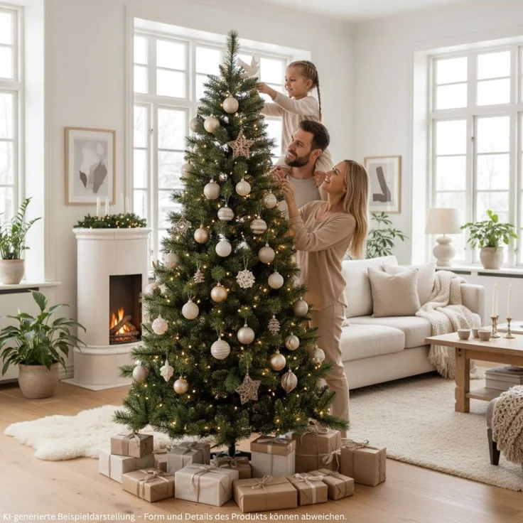HXT 1101 SLIM 270 cm künstlicher Weihnachtsbaum inklusive Metallständer, exklusiv & hochwertig, schwer entflammbar – Bild 6