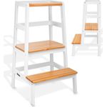 KIDUKU Lernturm, Weiß/Natur, ab dem Stehalter, Kiefer massiv, bis 90 kg