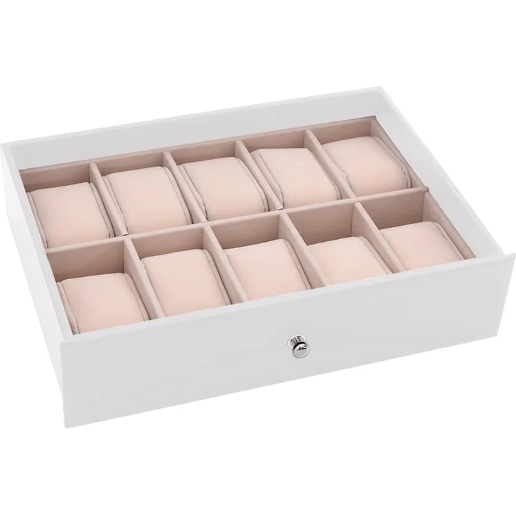 vidaXL Schmuckkästchen 10-lagig mit Uhrenhaltern Weiß 29x20,5x40,5 cm 4103566 – Bild 10