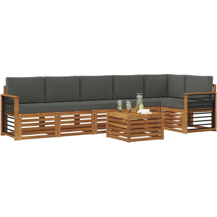 vidaXL Outdoor-Sofagarnitur 7 stk. 6-Sitzer Natur und Anthrazit 3374942 – Bild 3