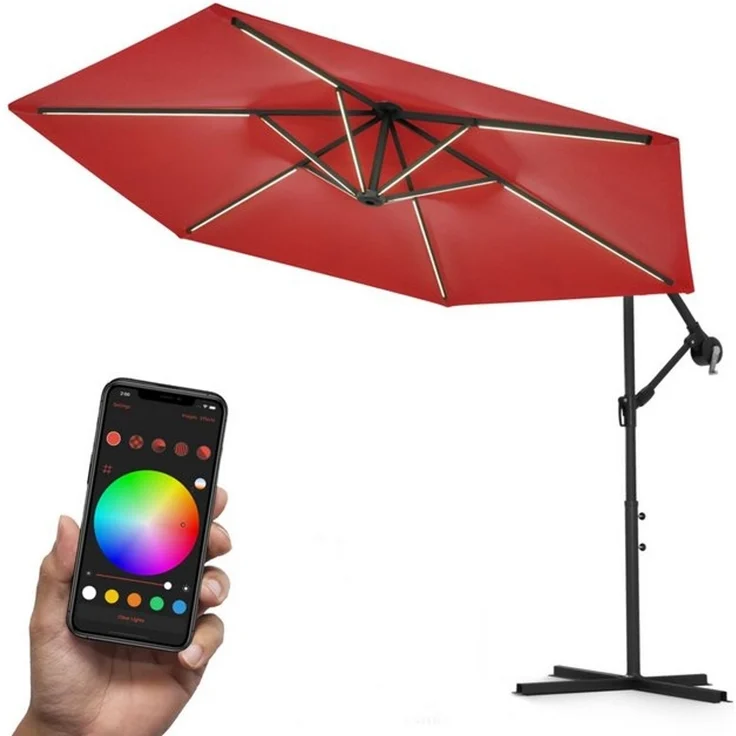 Swing&Harmonie Sonnenschirm mit RGB Beleuchtung LED Ampelschirm Garten Schirm, 300 / 350 cm inkl. Fernbedienung, APP Steuerung – Bild 4