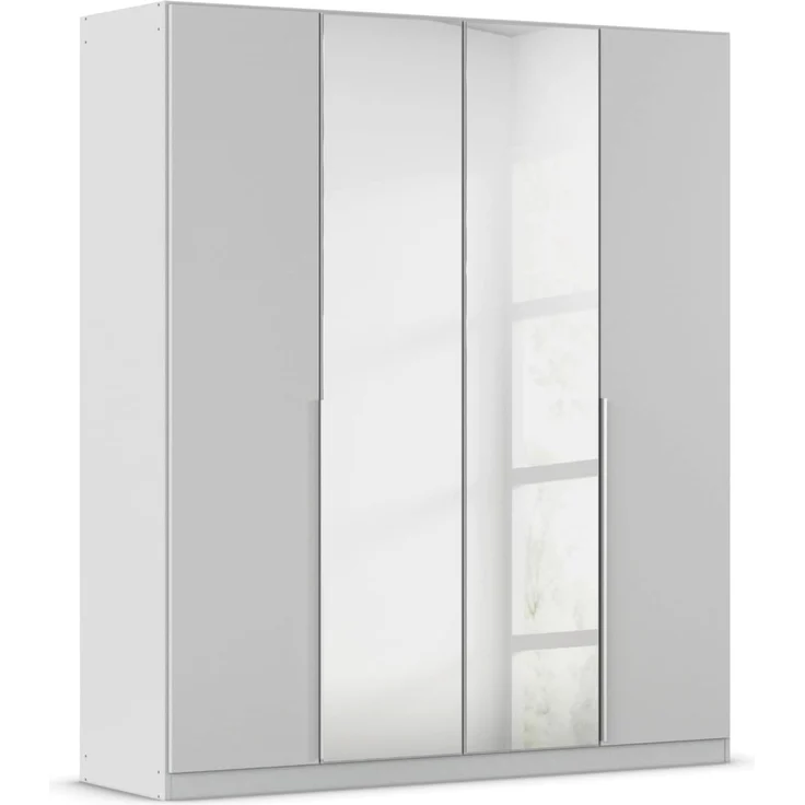 Rauch Möbel Alabama Drehtürenschrank Schrank Kleiderschrank Seidengrau mit Spiegel, 4-türig, Inklusive Zubehörpaket Classic, 2 Kleiderstangen, 5 Einlegeböden, BxHxT 181 x 210 x 54 cm