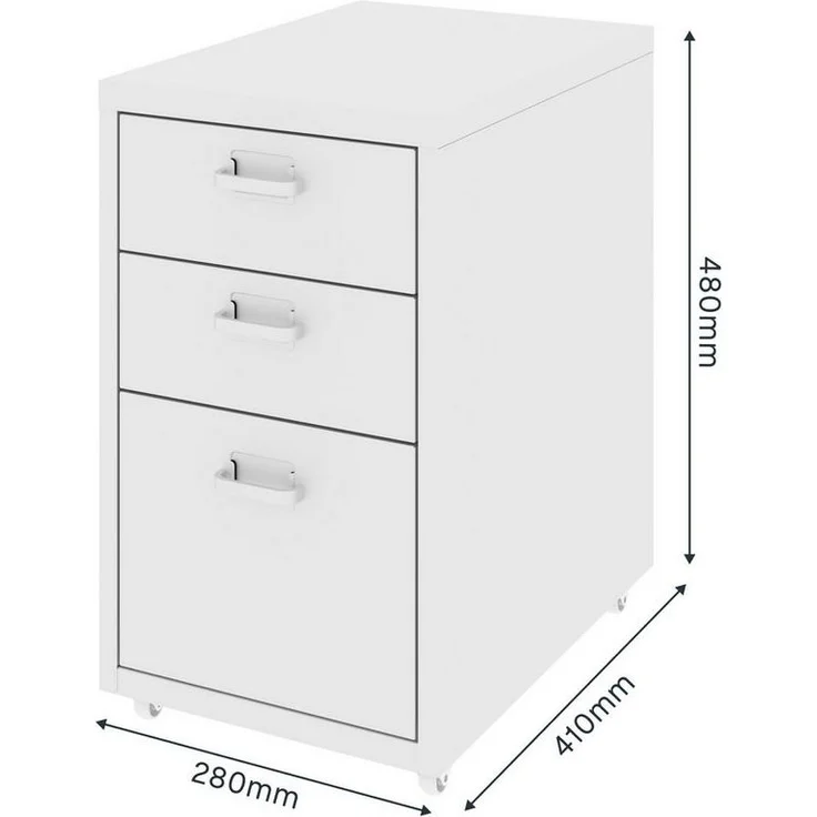 FLEXISPOT Container Rollcontainer für Ihr Büro&Home-Office, 28 x 48 x 41 cm (mobiler Aktenschrank mit 3 Schubladen, mit Rollen, Büroschrank) – Bild 1