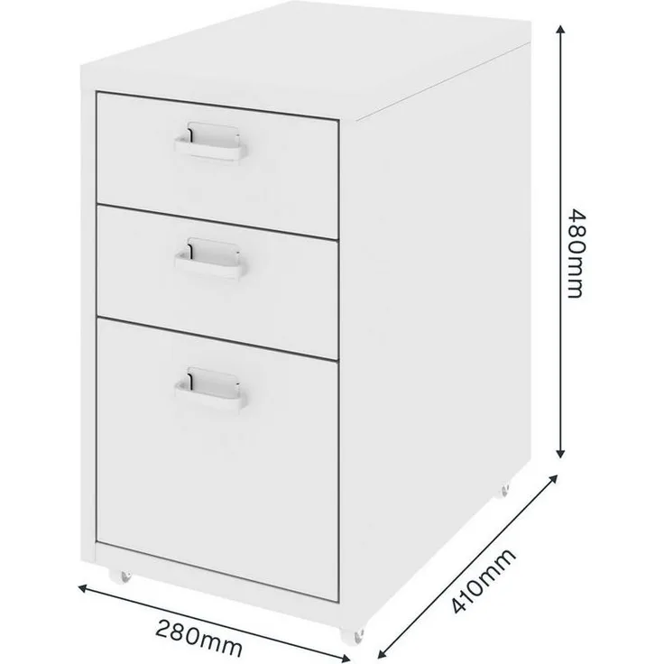 FLEXISPOT Container Rollcontainer für Ihr Büro&Home-Office, 28 x 48 x 41 cm (mobiler Aktenschrank mit 3 Schubladen, mit Rollen, Büroschrank)
