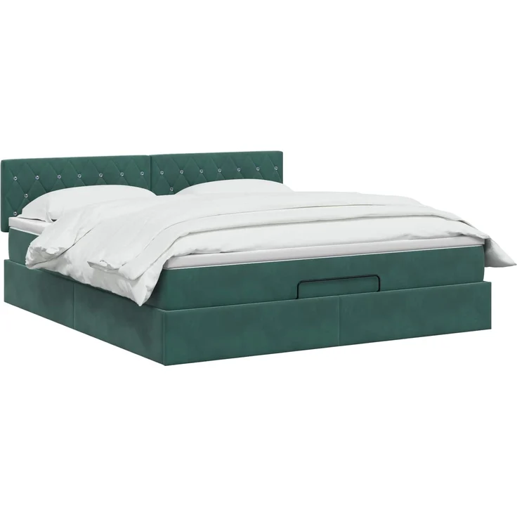 vidaXL Ottoman Bett mit Matratze Dunkelgrün 180 x 200 cm Samt 3456504 – Bild 3