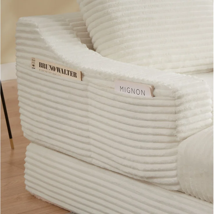 Loungesessel mit Cordbezug, ausziehbar zum kleinen Bett, 100cm×162cm×68cm, Weiß – Bild 6
