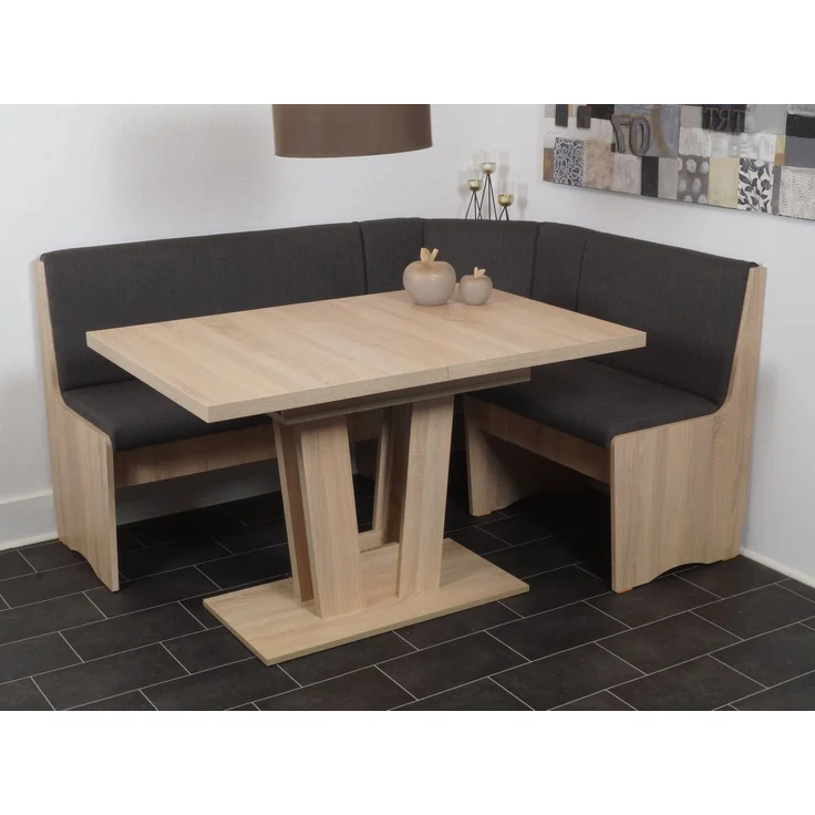 MSZ Design Eckbank Eckbankgruppe DUISBURG mit Säulentisch Varese Sonoma ausziehbar 125x89x89 cm – Bild 2