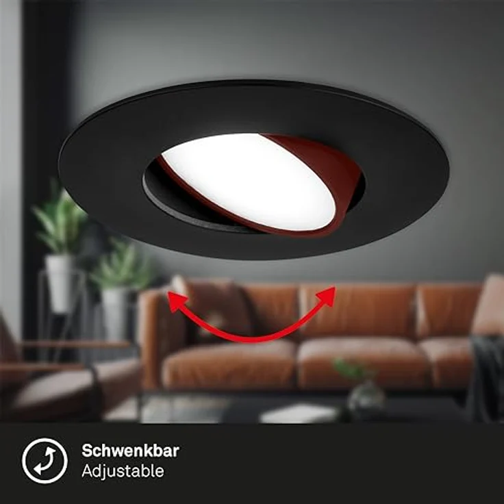 BRILONER 3er Set LED Einbaustrahler, stufenlos dimmbar, IP65, schwarz, 90x45 mm (DxH) – Bild 5