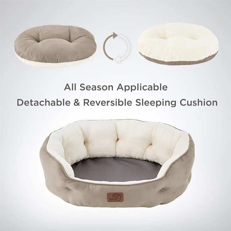BEDSURE Katzenbett waschbar Katzen Bettchen - 63 x 53 x 20 cm Katzen Bett mit Zweiseitig Innenkissen Katzenschlafplatz für Katzen oder kleine Hunde, Kamel – Bild 4