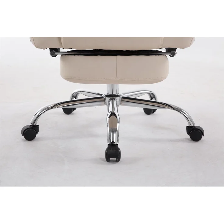 DELUKE® Bürostuhl MIAMI - 118x68x64, Creme Kunstleder Metall in Chromoptik Gestell ergonomische Bürostühle Homeoffice Stuhl mit Rollen – Bild 8