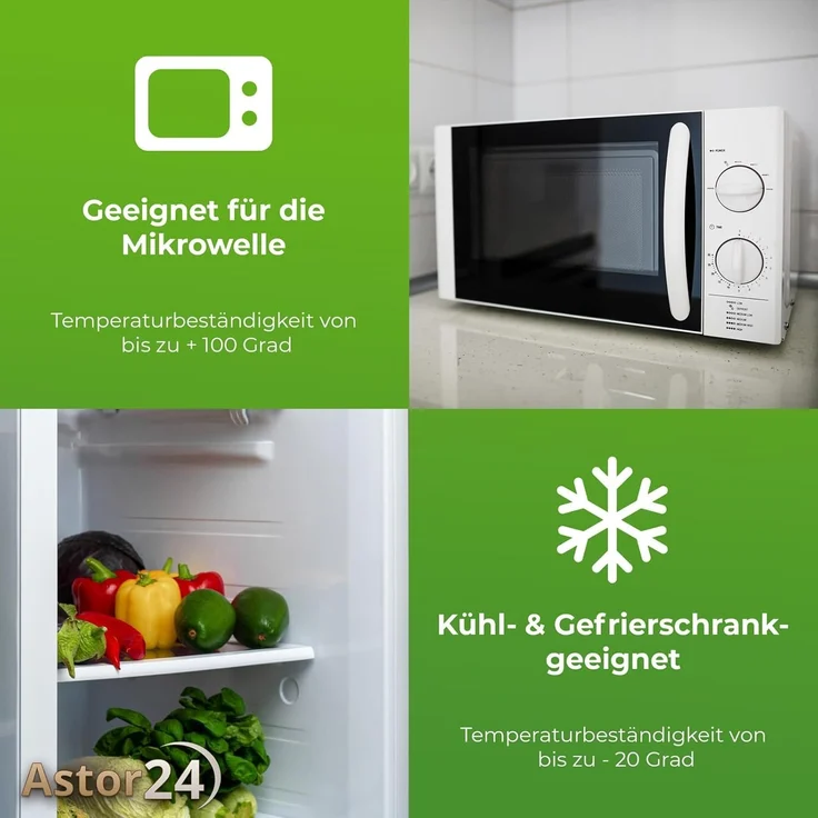 astor24 Mikrowellenteller 2 x Mikrowellenteller mit Deckel Menüteller Mikrowellengeschirr – Bild 5