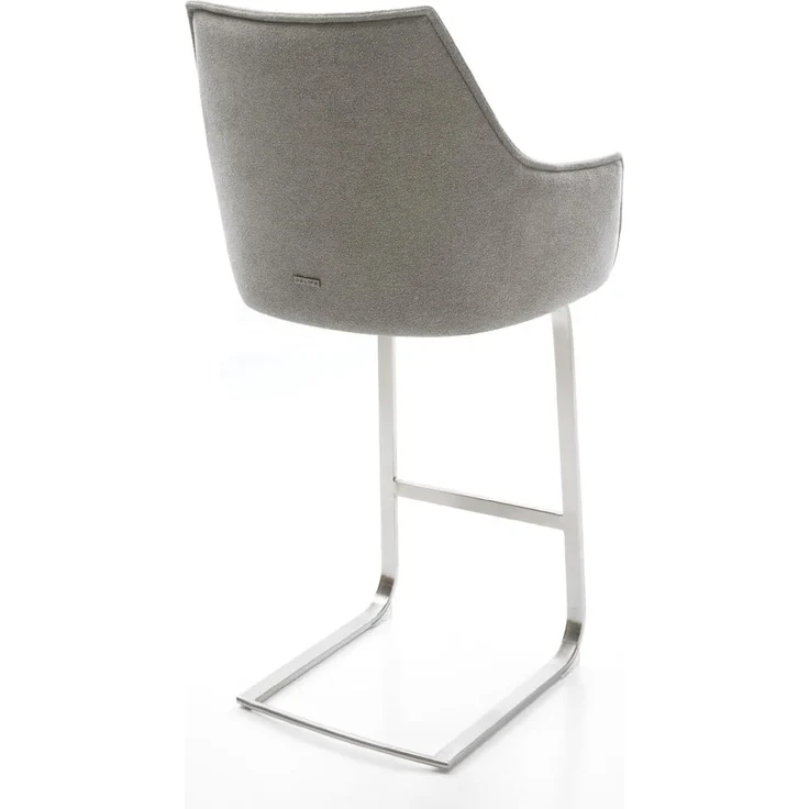 Barstuhl Alja-Flex Strukturstoff Soft Grau Freischwinger Flach Edelstahl Silberfarben Taschenfederkern – Bild 6