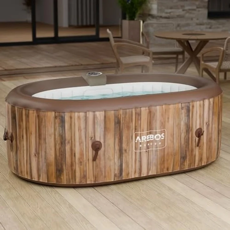 Arebos Whirlpool BERGEN aufblasbar für 2 Personen mit 90 Massagedüsen, (Komplett-Set, 190 x 120 cm), für Outdoor & Indoor – Bild 1