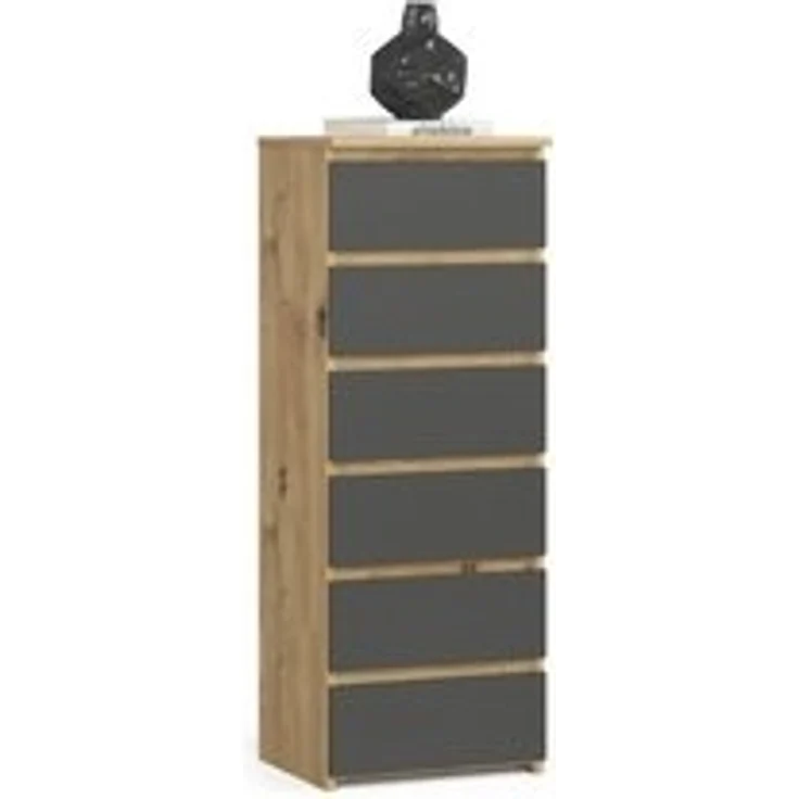 Home Collective Kommode 40 cm breit Holz Highboard Sideboard für Flur Schlafzimmer Wohnzimmer (Mehrzweckschrank Schrank schmal Kommode Schlafzimmer mit Schubladen), Kinderzimmer, 109 cm hoch mit 6 Schubladen Artisan Eiche-graphit – Bild 6