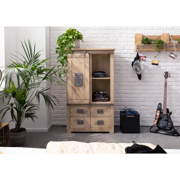 Schrank Mango 90x45x150 whitewash lackiert RAILWAY #313 – Bild 3