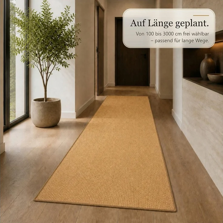 Kubus Sisalteppich Moa Sisal-Teppich aus 100 % Sisal mit Latexrücken und Kettelung, Farblich abgestimmte Kettelung – Bild 3