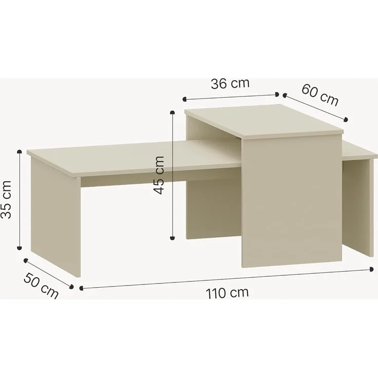 Satztisch 2er Set Sotapim Sandfarben [en. casa] – Bild 2
