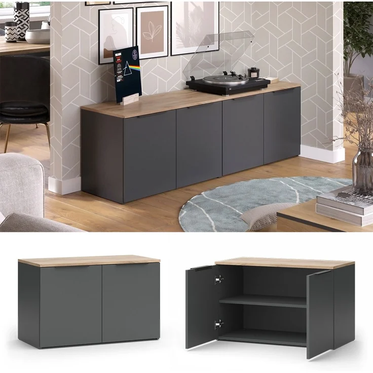 Wohnwand Wido Anthrazit 2 Teile Vicco – Bild 2