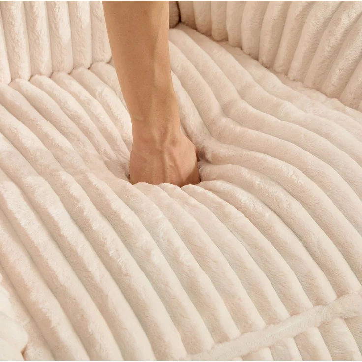 DESVIAE Sitzsack Beige aus Cord – Schaumstofffüllung, leicht zu bewegen, 73 x 98 x 92 cm – Bild 4