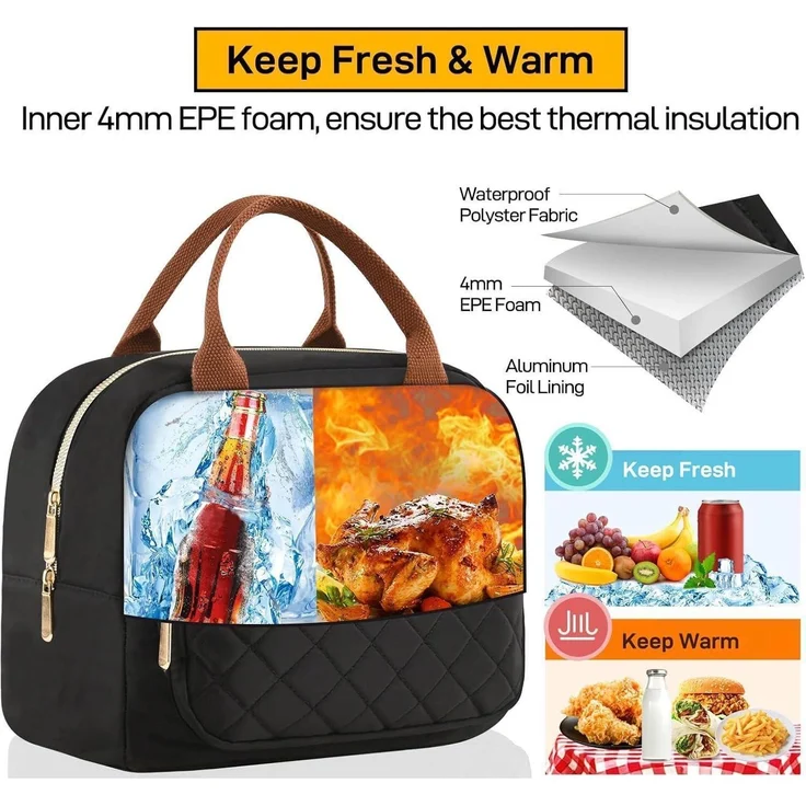 Isolierte Lunchtasche für Erwachsene - Gold Schwarz - Auslaufsicher – Bild 2
