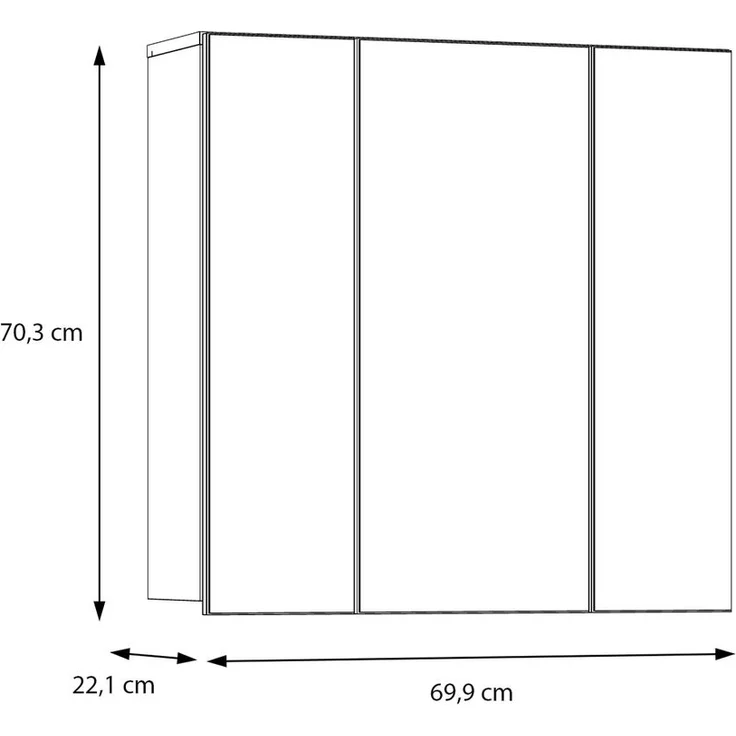 Badezimmerspiegelschrank >LOKKO< 3 Türen, grifflos, Weiss / Spiegel - 69,9x70,3x22,1cm (BxHxT) – Bild 6