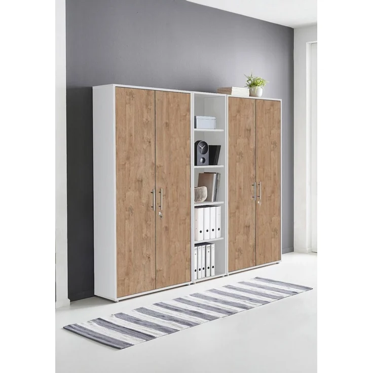 BMG Möbel Aktenschrank Büromöbel Office Edition 10 (Aktenschrank Regal Set, besteht aus 2x Aktenschrank und 1x Regal) mit viel Stauraum, abschließbar – Bild 2