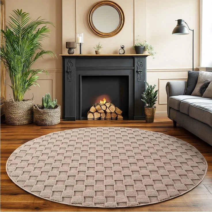 SIMPEX24 Designteppich Einfarbig Boucle Loop, Rund, Höhe: 7 mm, Teppich Wohnzimmer, Schlafzimmer, Gästezimmer – Bild 5