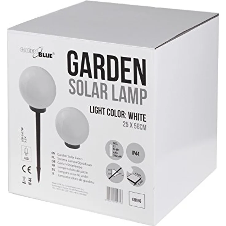 Green Blue GB166 Außensolarlampe Solarkugel Solarleuchte LED Leuchtkugel Garten Beleuchtung (Weiß, 25cm) – Bild 8