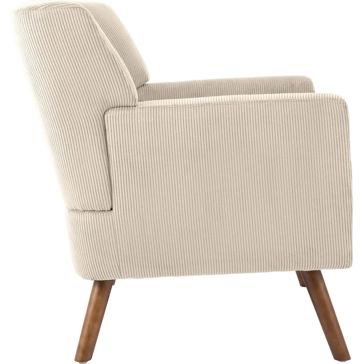 CLP Sessel Kioni mit Cordbezug und Gestell aus Kautschukholz bis 150 kg belastbar,creme – Bild 5