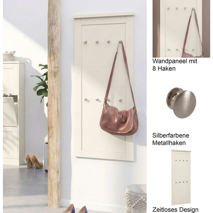 OTTO home Garderobenpaneel Heide, mit 8 Haken, Höhe 120 cm, Breite 50 cm – Bild 3