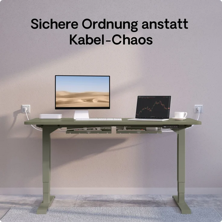 Desktronic Kabelkanal Schreibtisch, 2x43cm, Hochwertiger Stahl, Kabel Organizer für Kabelführung Grün – Bild 8