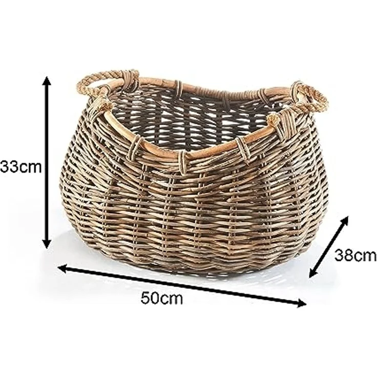 Kobolo Aufbewahrungskorb Korb aus Rattan kubu grey mit Seilgriff oval – Bild 6