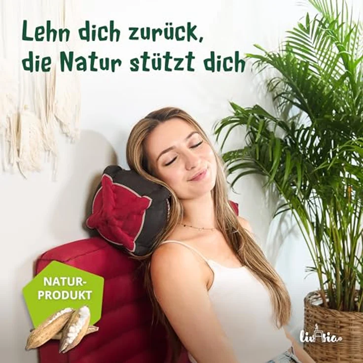 livasia Nackenstützkissen Papayakissen, vegan und handgefertigt, Ø 13x43cm, Kapok – Bild 3
