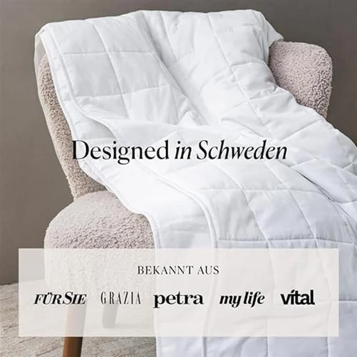 CURA Pearl Classic Gewichtsdecke 150x210 7kg - Anti Stress Therapiedecke - Schwere Decke für tiefen Schlaf und bessere Erholung - Schwere Bettdecke aus 100% Baumwolle - Heavy Weighted Blanket – Bild 9