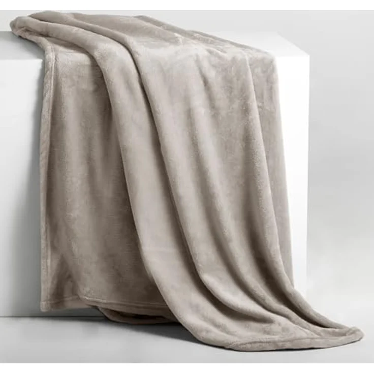 DecoKing Kuscheldecke 220x240 cm Cappuccino Decke Microfaser Tagesdecke Fleece weich sanft kuschelig beige Mic – Bild 3