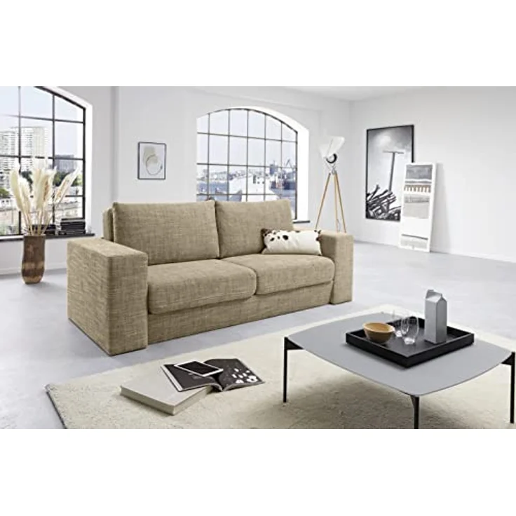 LOOKS by Wolfgang Joop Looks V-1 Designer Sofa mit Hockern, 2 Sitzer Couch, Funktionssofa, beige-braun, Sitzbreite 200 cm – Bild 3
