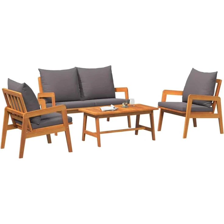 vidaXL Bistrogarnitur mit Kissen 4 pcs Braun Massivholz Akazie 3328606 – Bild 3