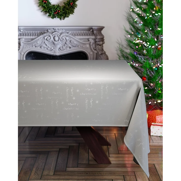 Emma Barclay Weihnachtstischdecke, rechteckig, maschinenwaschbar, Weihnachts-Tischdecke in Rot mit silbernem Schneeflocken-Design, 178x274 cm – Bild 1