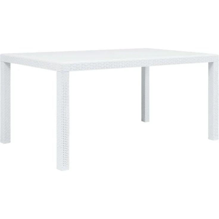 Gartentisch, Balkontisch, Beistelltisch Weiß 150 x 90 x 72 cm Kunststoff Rattan-Optik