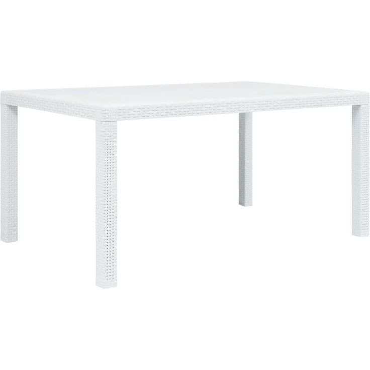 Gartentisch, Balkontisch, Beistelltisch Weiß 150 x 90 x 72 cm Kunststoff Rattan-Optik – Bild 1