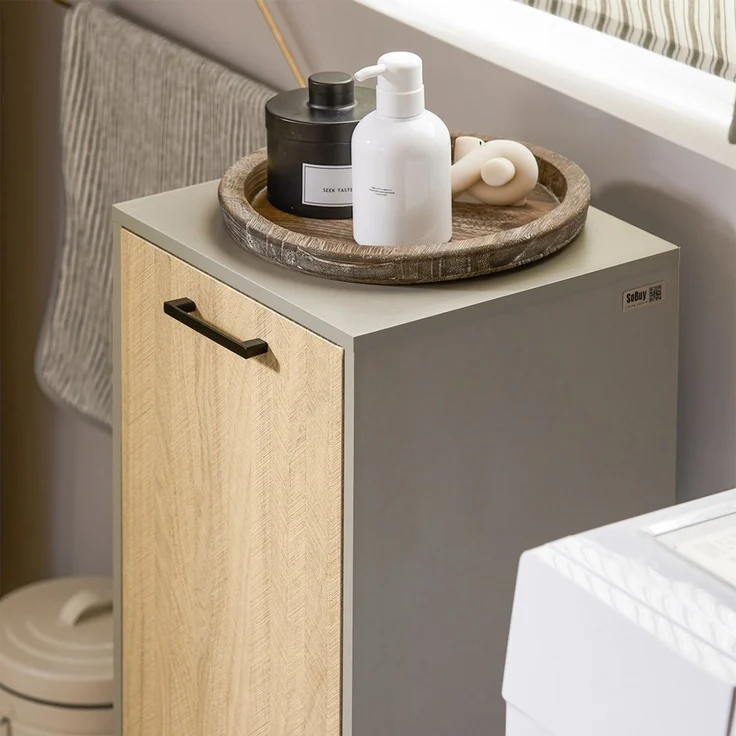 SoBuy BZR132-NG Wäscheschrank, Spanplatte, Melamin, Helle Eiche, 31,5 x 86 x 30 cm – Bild 10