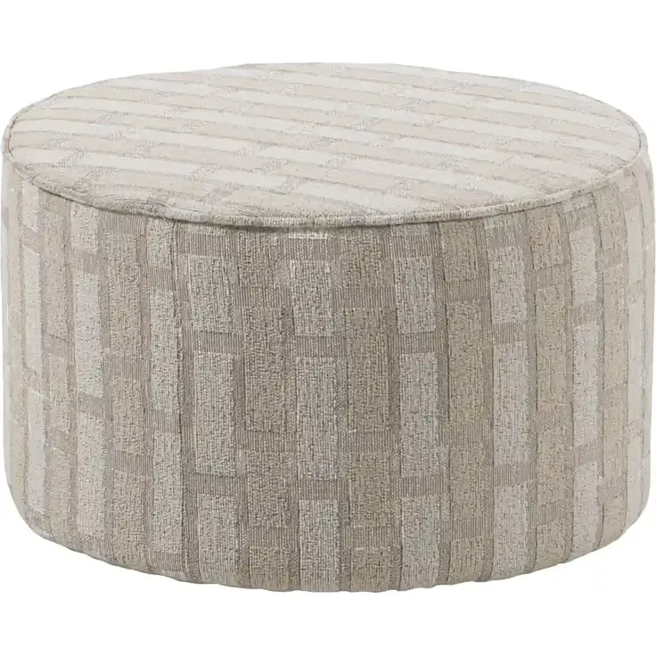 Polsterhocker Sarli - Chenille-Stoff Natur-Biege, Ø 60 cm