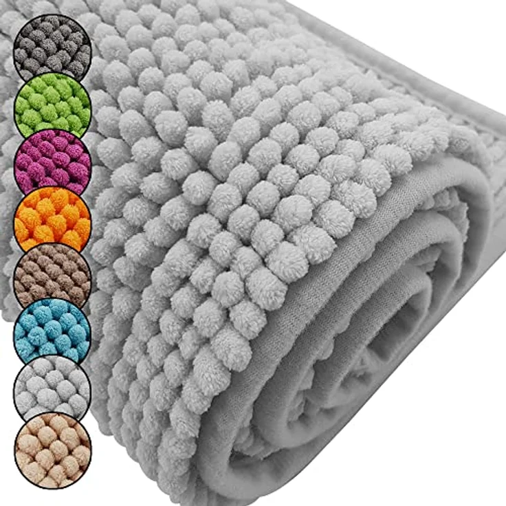 DILUMA Badematte Badematte Chenille 50x80 cm – Badteppich mit kuscheligem Flor, Polyester, rechteckig, Rutschhemmende Beschichtung, schnell trocknend, hohe Saugkraft – Bild 2
