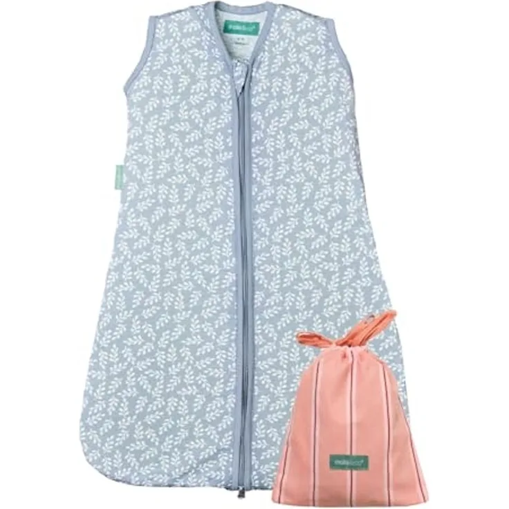 molis&co - Baby Schlafsack 0.5 TOG - Sommerschlafsack für Jungen - Neugeborene Babyschlafsack ohne Ärmel - 100% Baumwolle (Oeko-TEX 100), Premium Qualität - Blue Garden (70 cm)