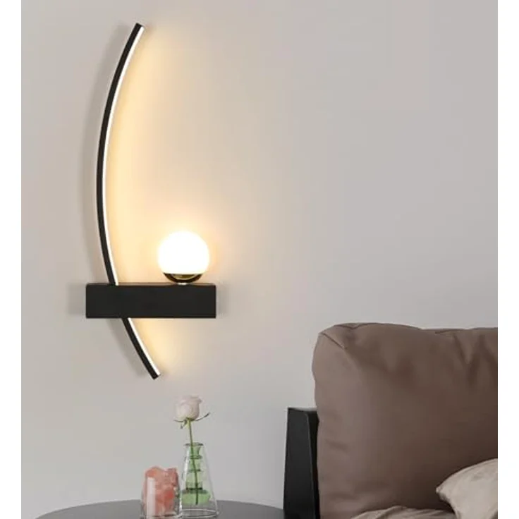 Goeco LED Wandleuchte Innen, 14W Moderne Wandlampe LED mit Geschwungenem Design, Wandbeleuchtung Schwarze für Schlafzimmer Korridor Wohnzimmer Treppe – Bild 3